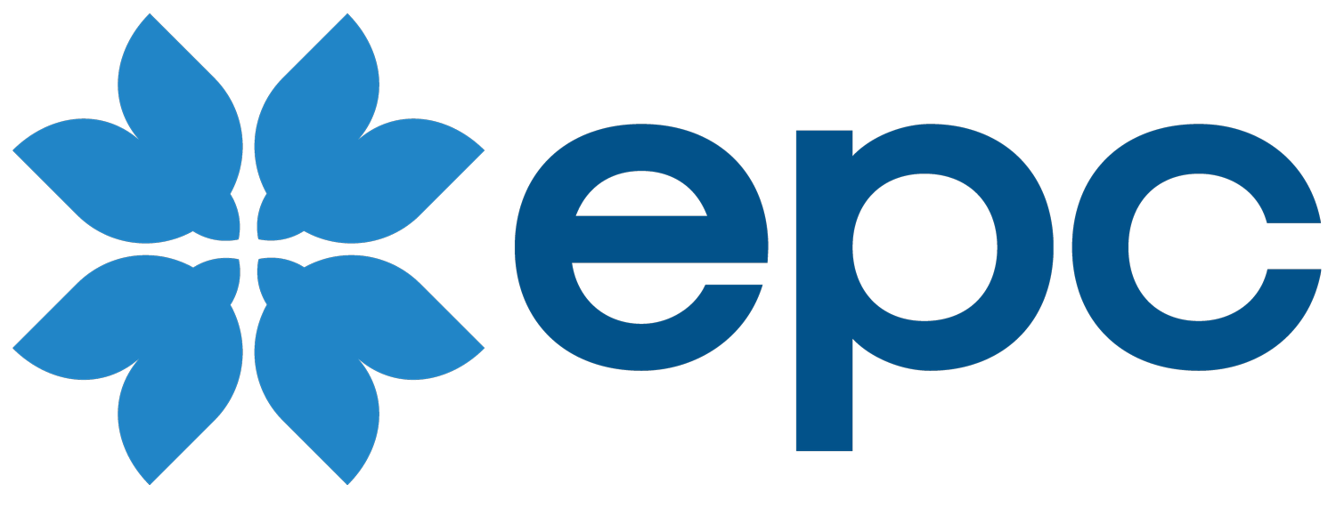 EPA logo with a blue flower emblem and the lowercase letters 'epc' in blue.