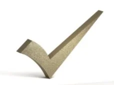 3D metallic check mark on white background