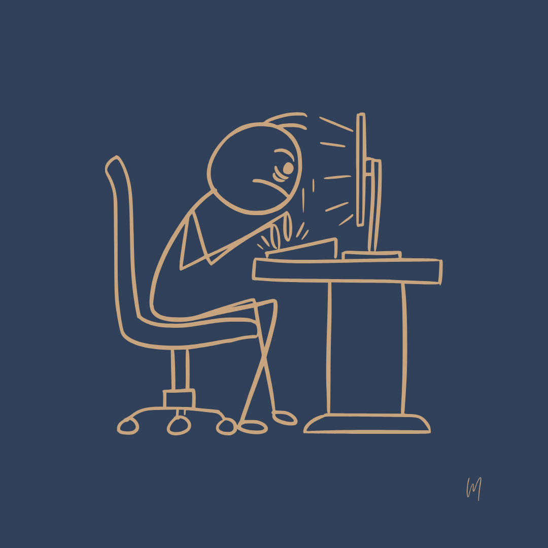 A person typing feverishly on a computer