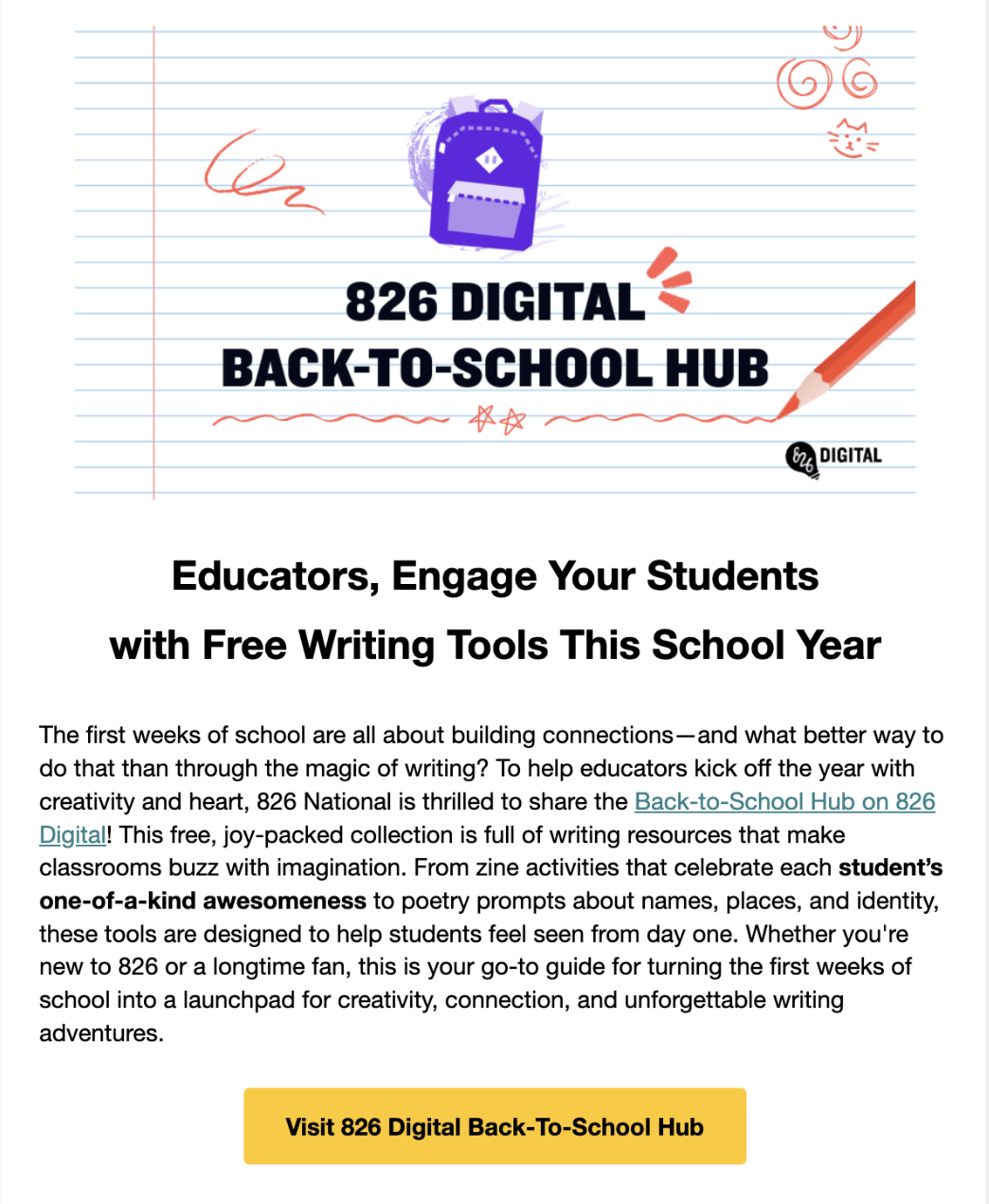826 National Youth Writing: Email Newsletters Copywriting