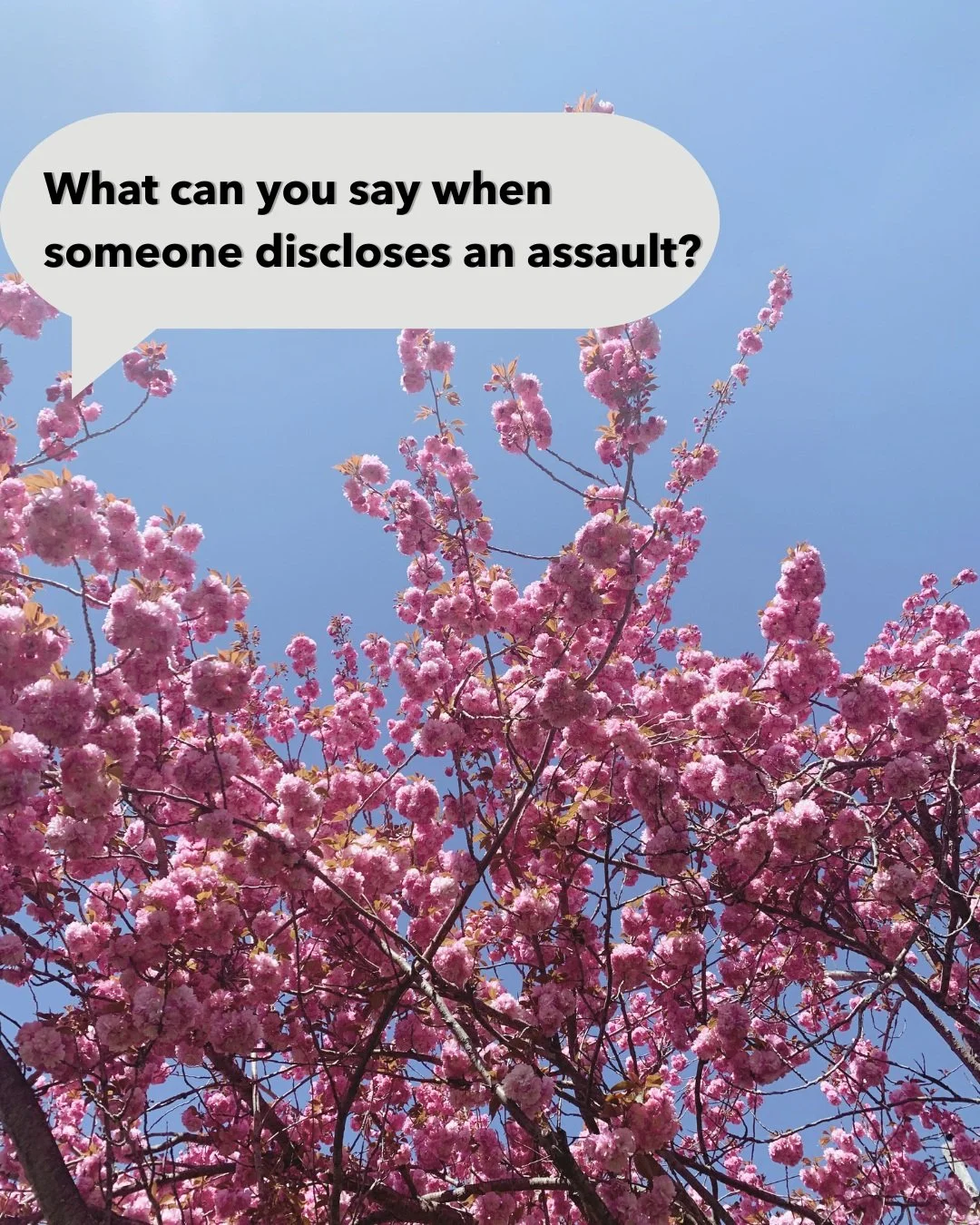 "What should I do if my friend/loved one tells me they were assaulted?"

One of the biggest reasons survivors give for being hesitant to disclose their assault is fear that they will not be believed. If someone discloses to you, it probably