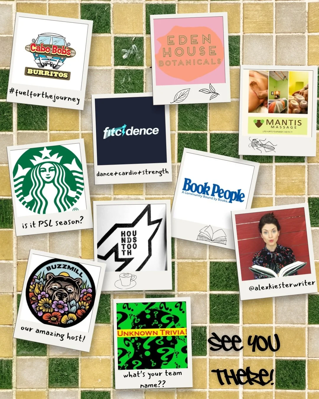 This Thursday!

Join us at @buzzmillcoffee for a night of trivia hosted by @unknowntrivia starting at 7 PM. We'll have raffle prizes generously donated by:

@cabobobs 
@eden.house.botanicals 
@fitcidence 
@mantismassage 
@starbucks 
@bookpeople 
@hou
