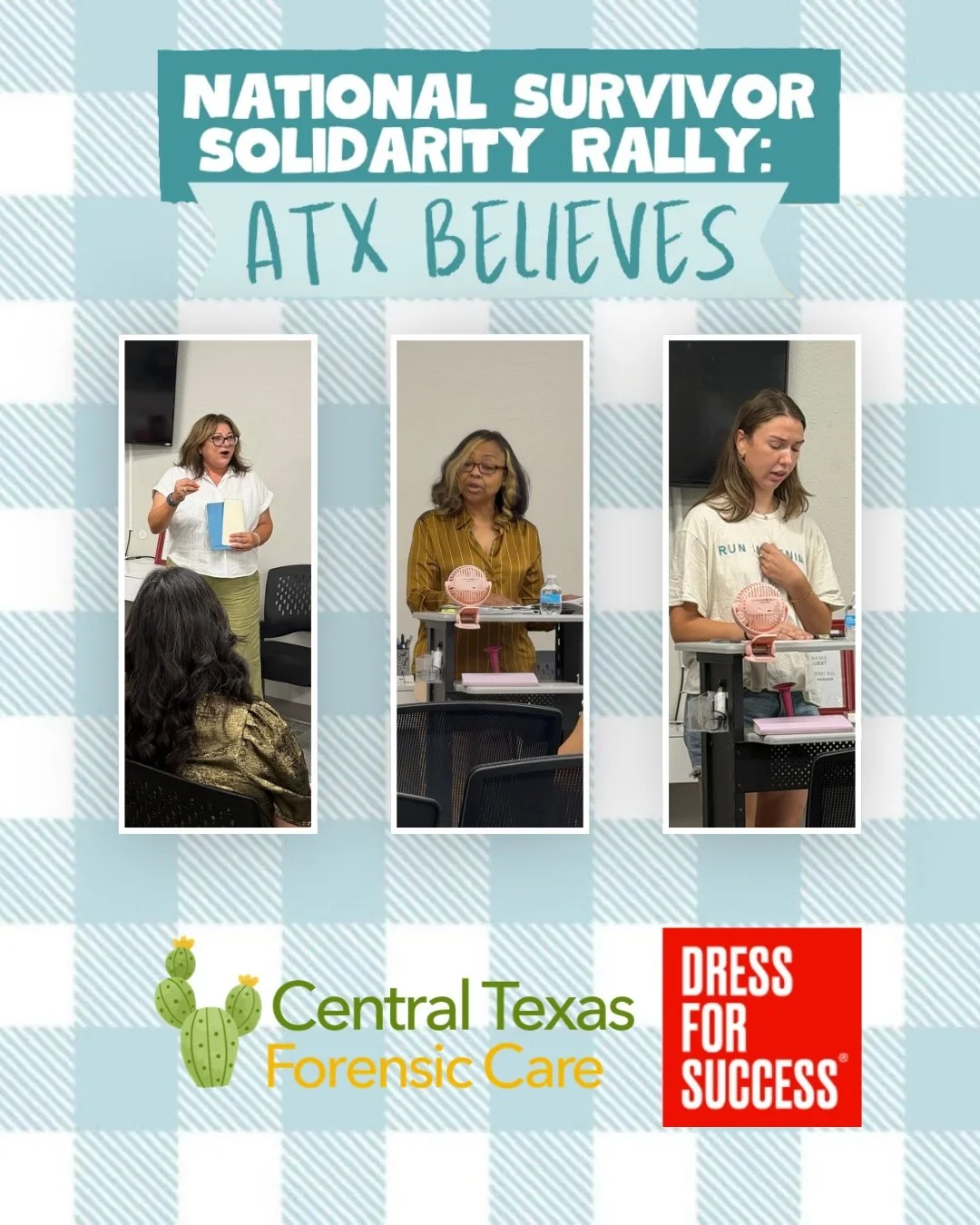 Thank you for having us at this community opportunity to stand with survivors during the National Survivor Solidarity Rally at @dressforsuccessatx! The chance to share our vision and to hear from some of the incredible people in this community is a t