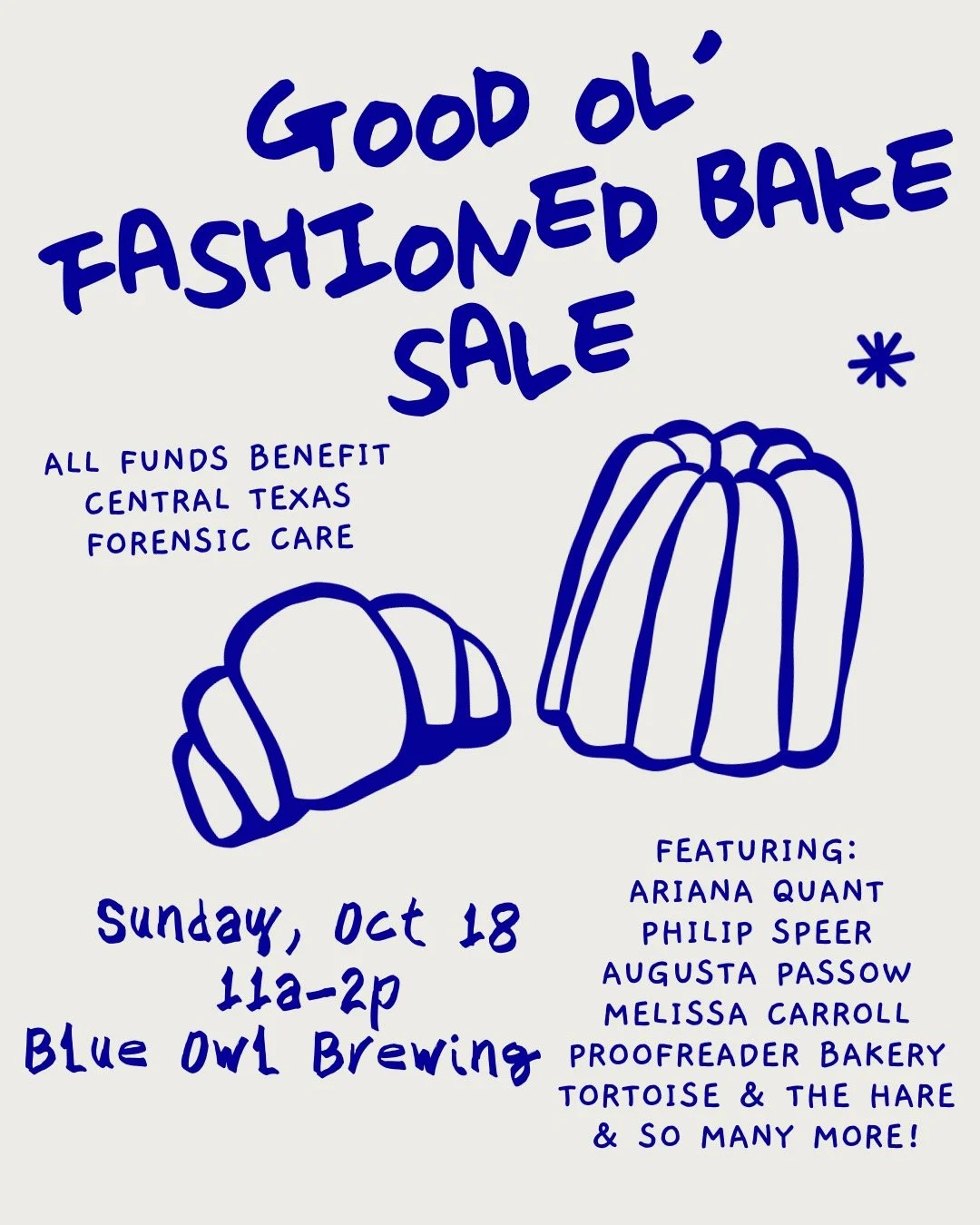 Join us two weeks from today at @blueowlbrewing for a fundraiser curated and hosted by @thegrimbaker! She's rallied some of the most delicious troops in the area, so come grab a beer and enjoy treats from:

✨@thegrimbaker 
✨@arianaquant (@uchirestaur