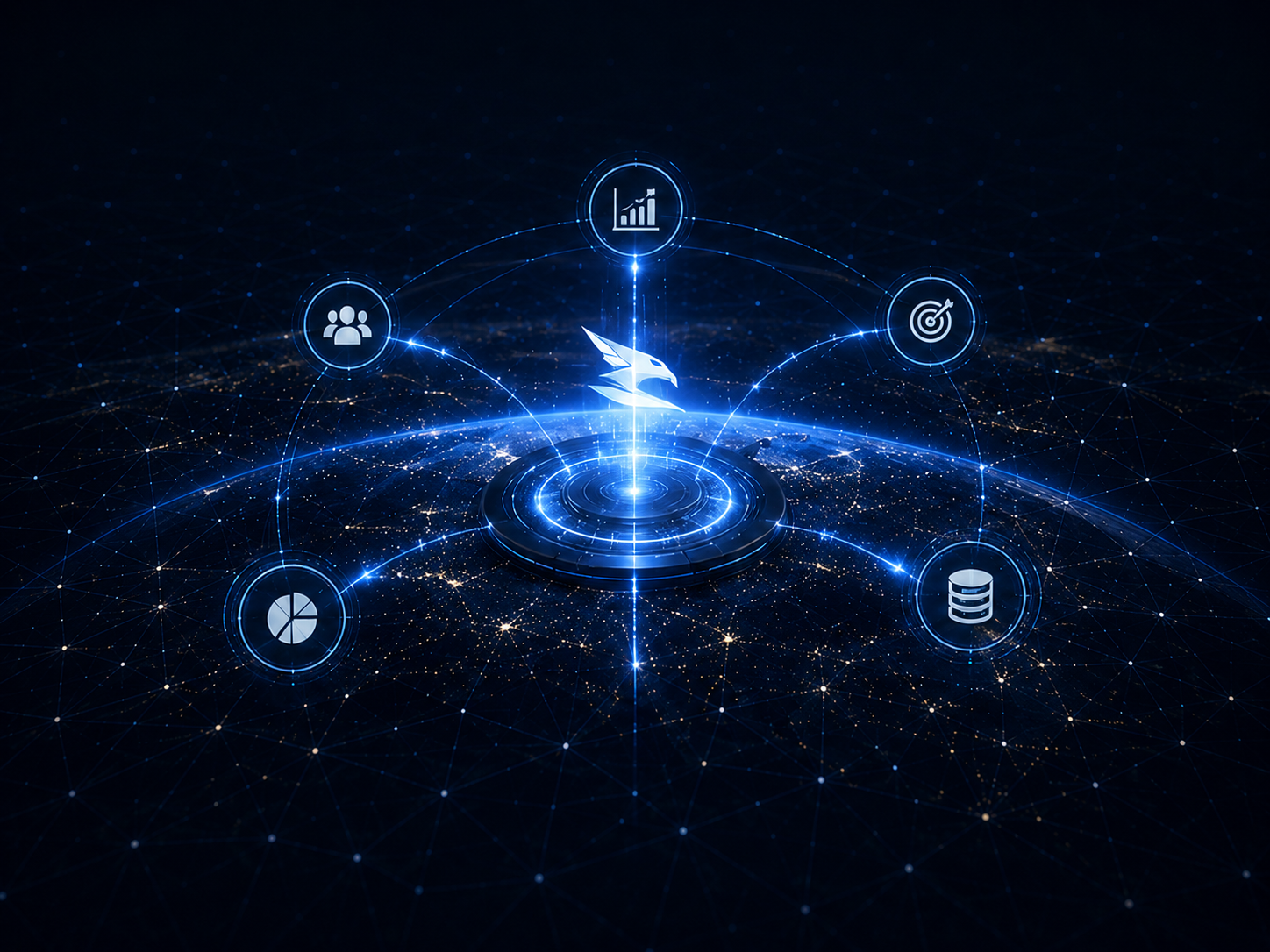 Enterprise AI strategy ecosystem connecting business goals, people, data, analytics, and organisational capabilities.