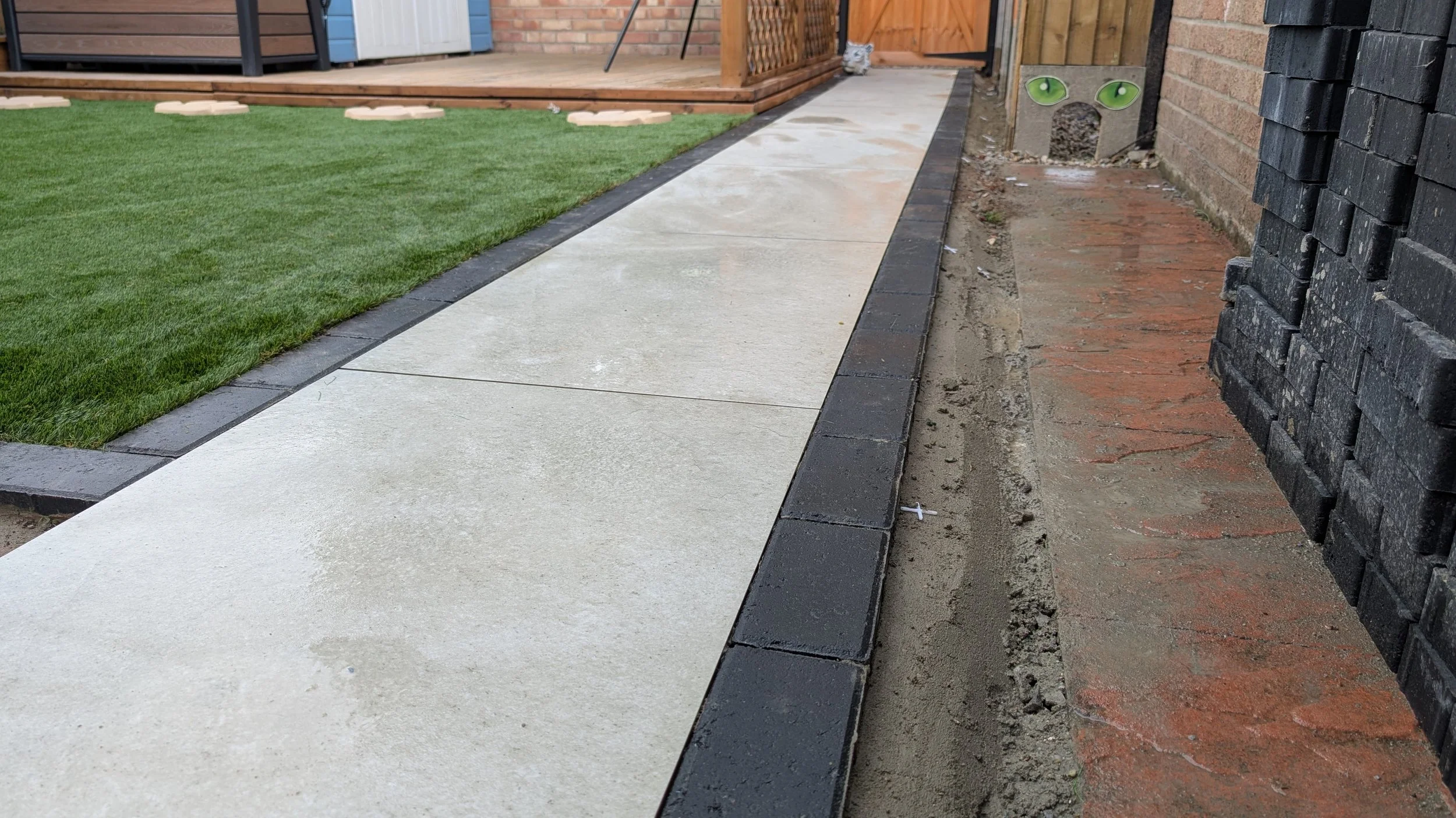 Porcelain tiles for a footpath
