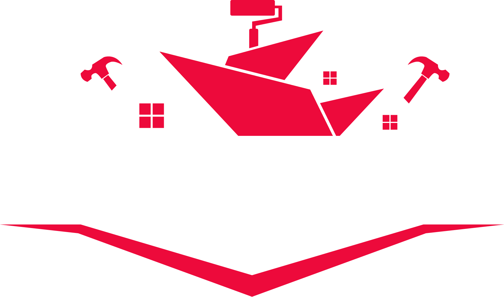 Logo for M.L. Maintenance Services featuring a stylized house with a red roof, two hammers, and slogan 'Jack of all Trades, Master of some!'