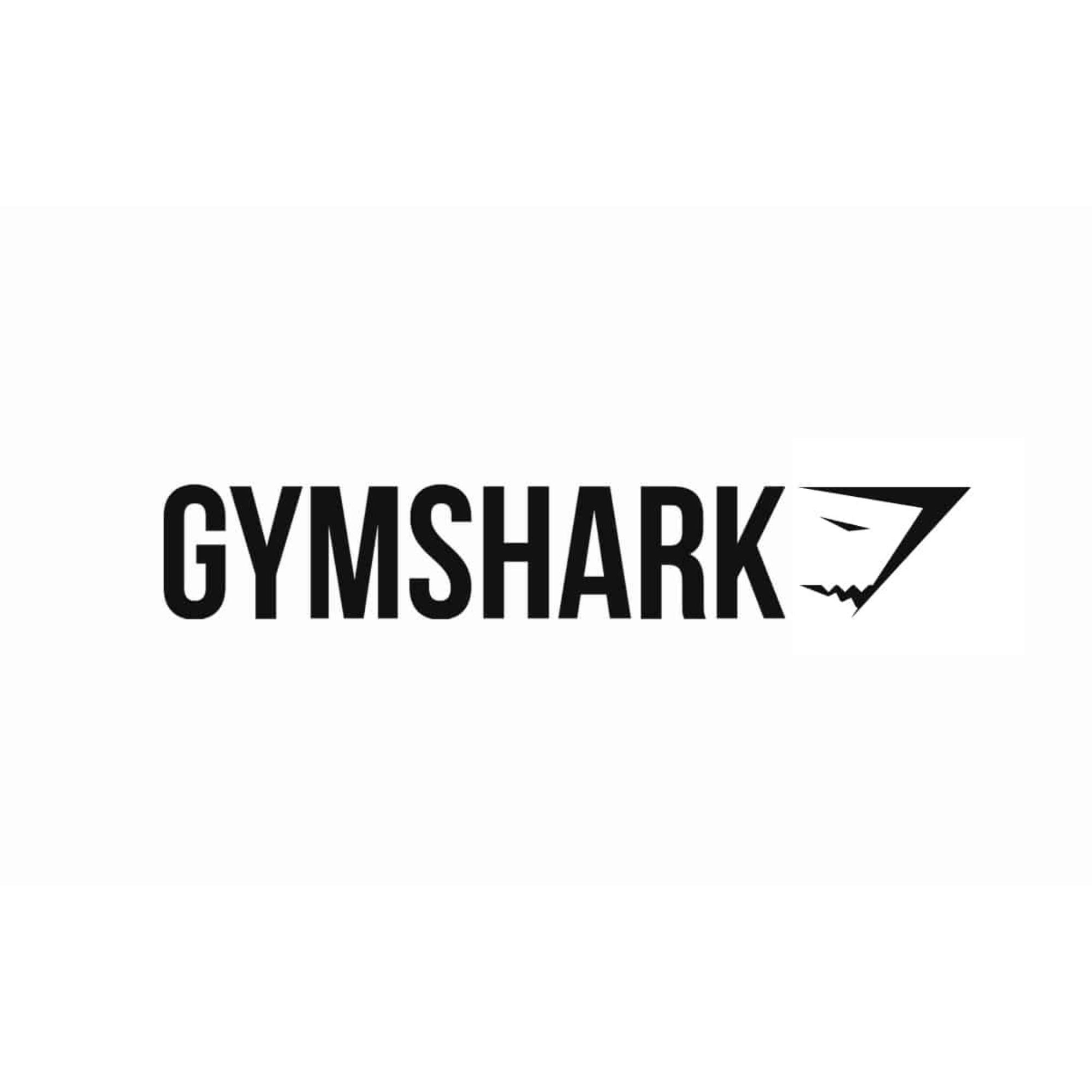 Black and white logo of a shark with the text 'GYMSHARK' underneath.
