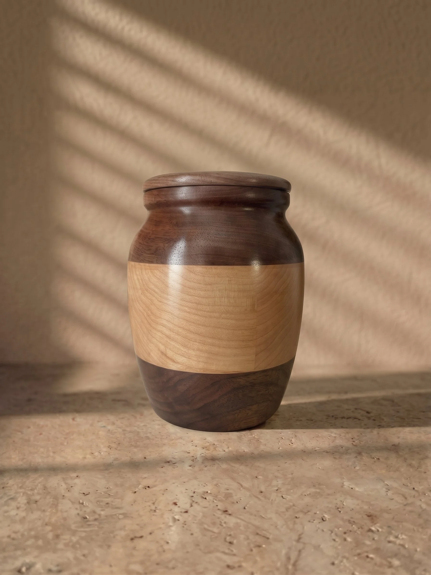 Hand-Turned Segmented Hardwood Urn (50% Deposit)