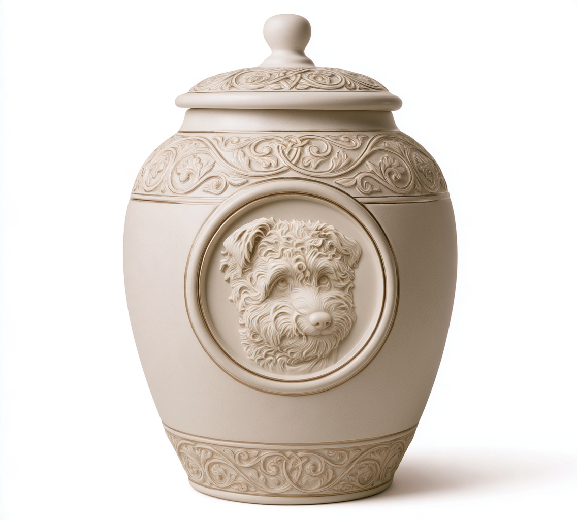 Porcelain Urn with Pet Releif Sculpture.png
