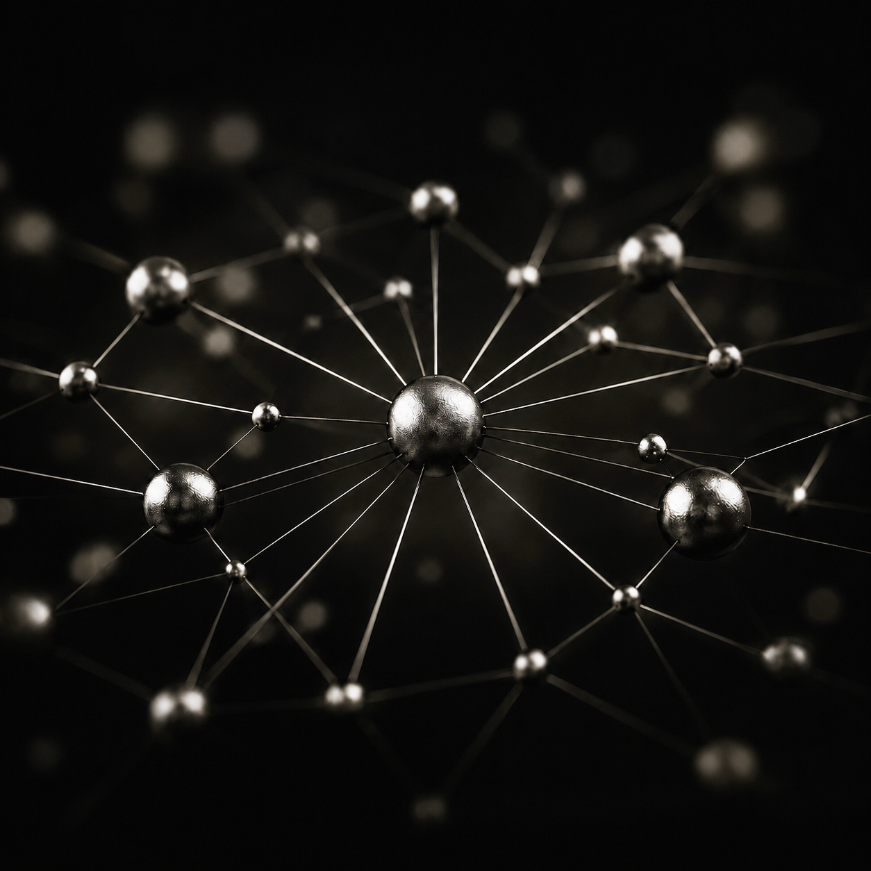 Abstract connected network representing talent matching and professional impact