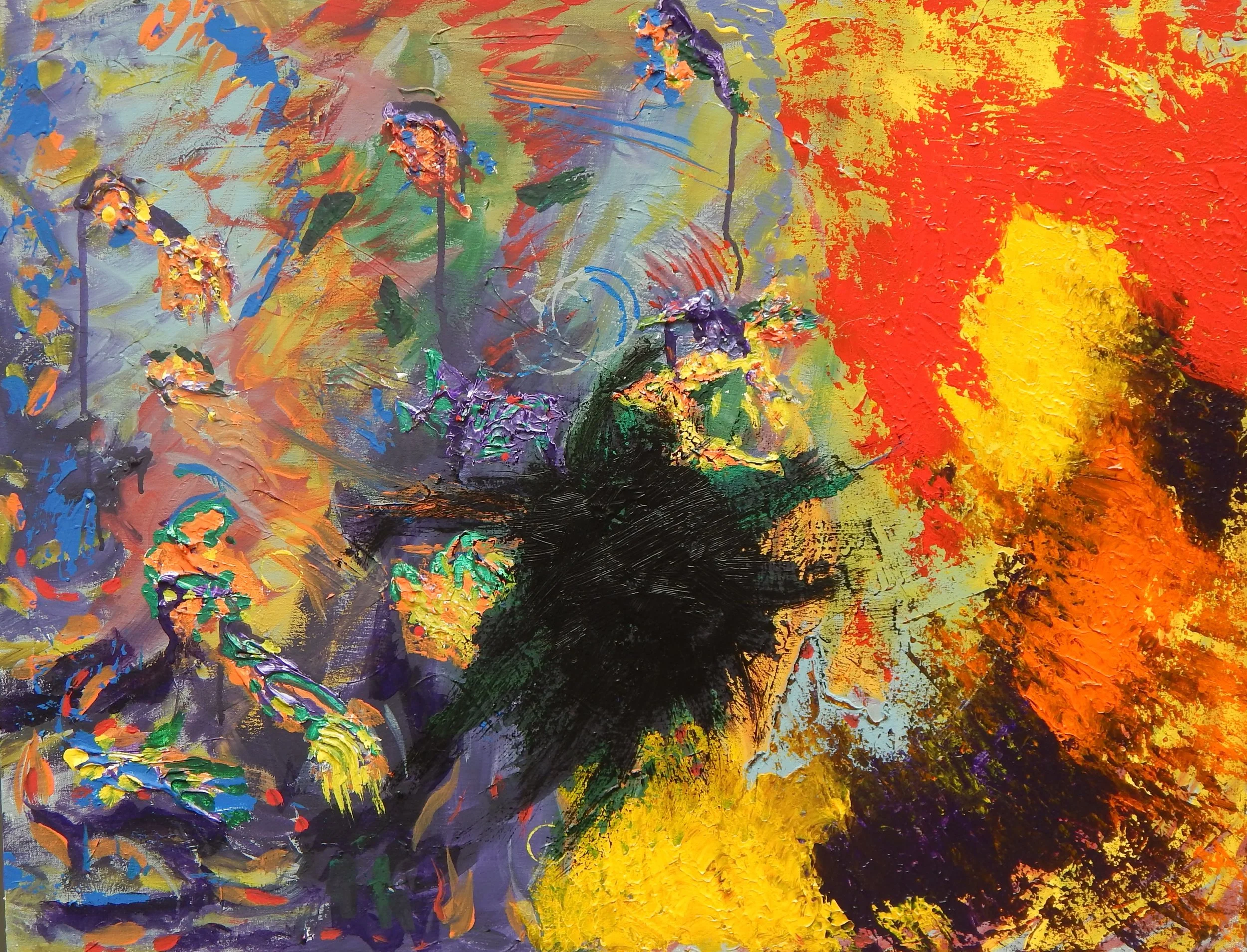A dramatic fantasy scene depicts Voldemort escaping their darkened heart amid swirling movement, intense color, and theatrical lighting.