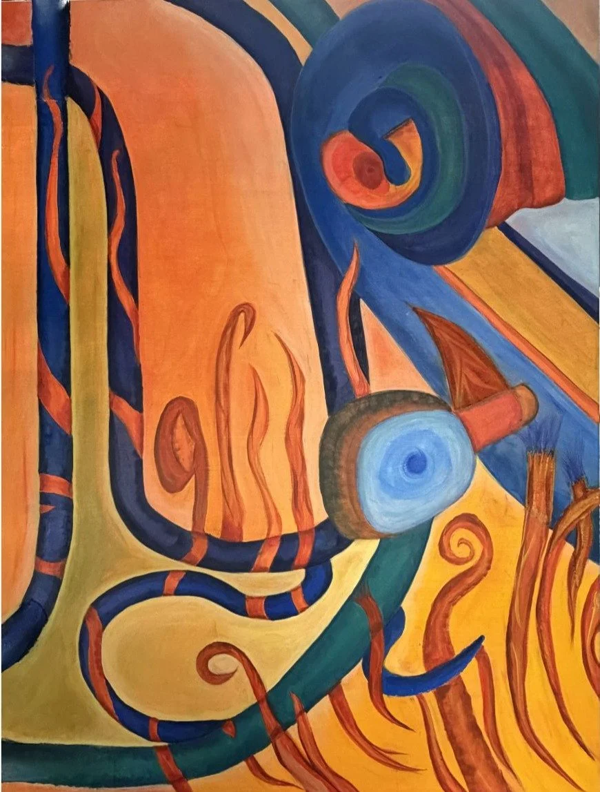 Layered colors and flowing textures suggest renewal, growth, and transformation.  Continental Shift