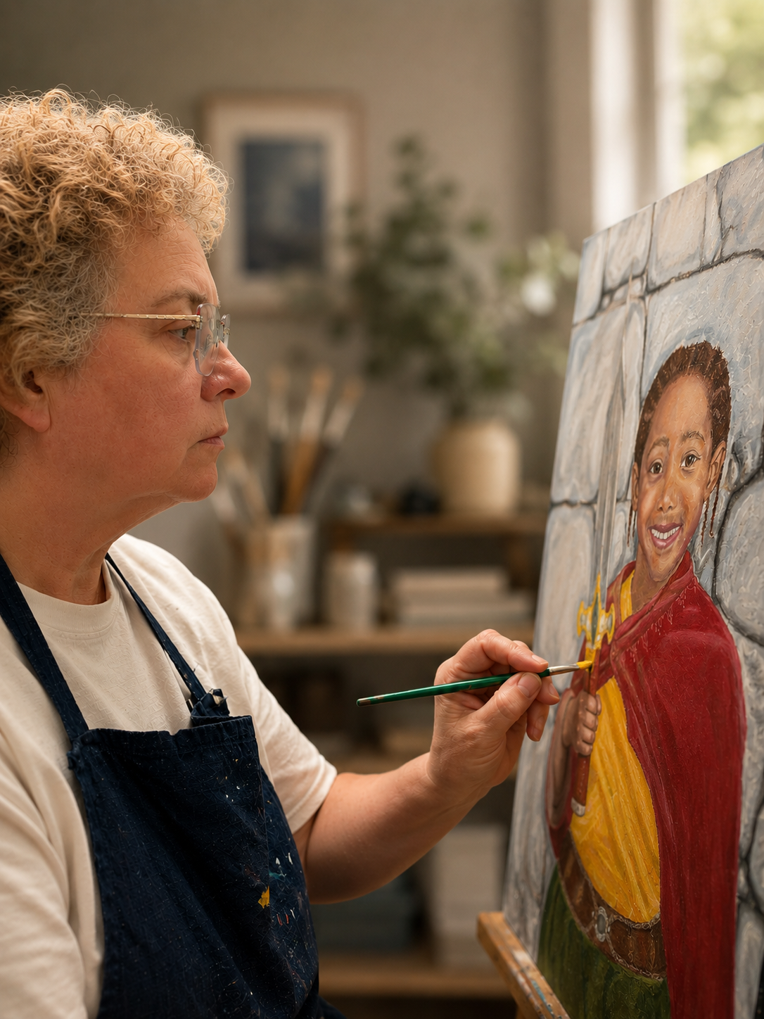 Sharon Marrell creating The Young Gaurdian