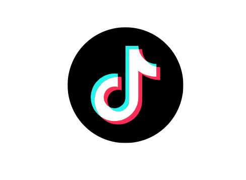TikTok logo with black background and multicolored musical note icon.