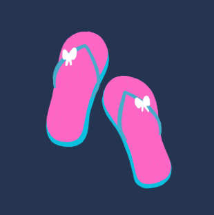 Pink flip-flops with white bows on a dark blue background