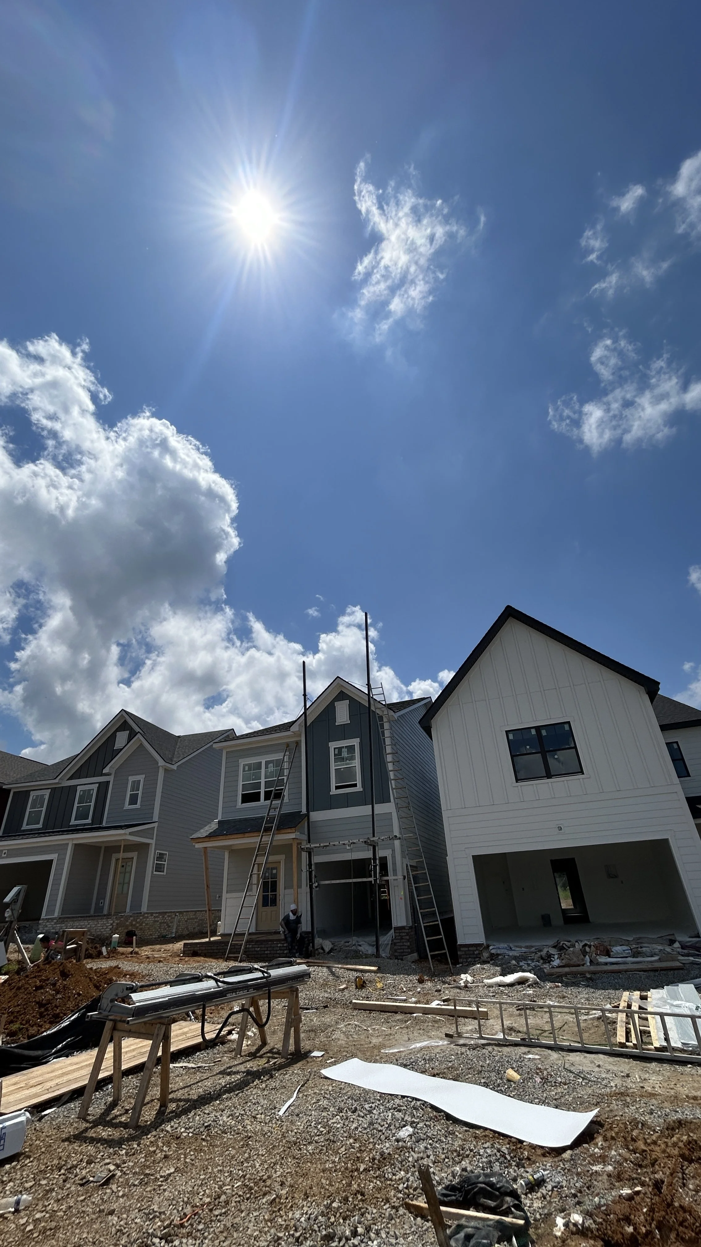 New construction housing development in Lebanon, Tennessee, featuring active interior painting services and professional setup by O & B Paint.

