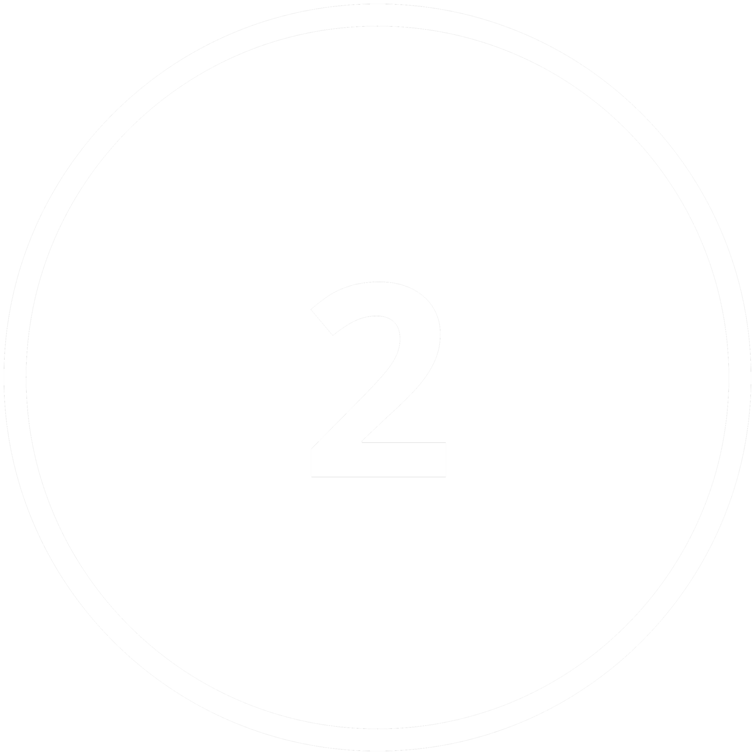 Black and white graphic with a large number 2 inside a circle and a checkmark underneath.