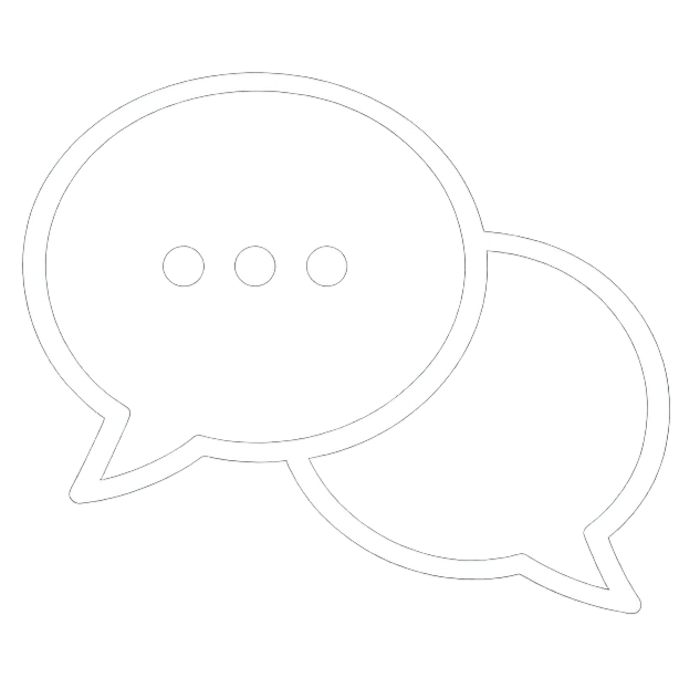 Two overlapping chat bubble icons, one with three dots inside.