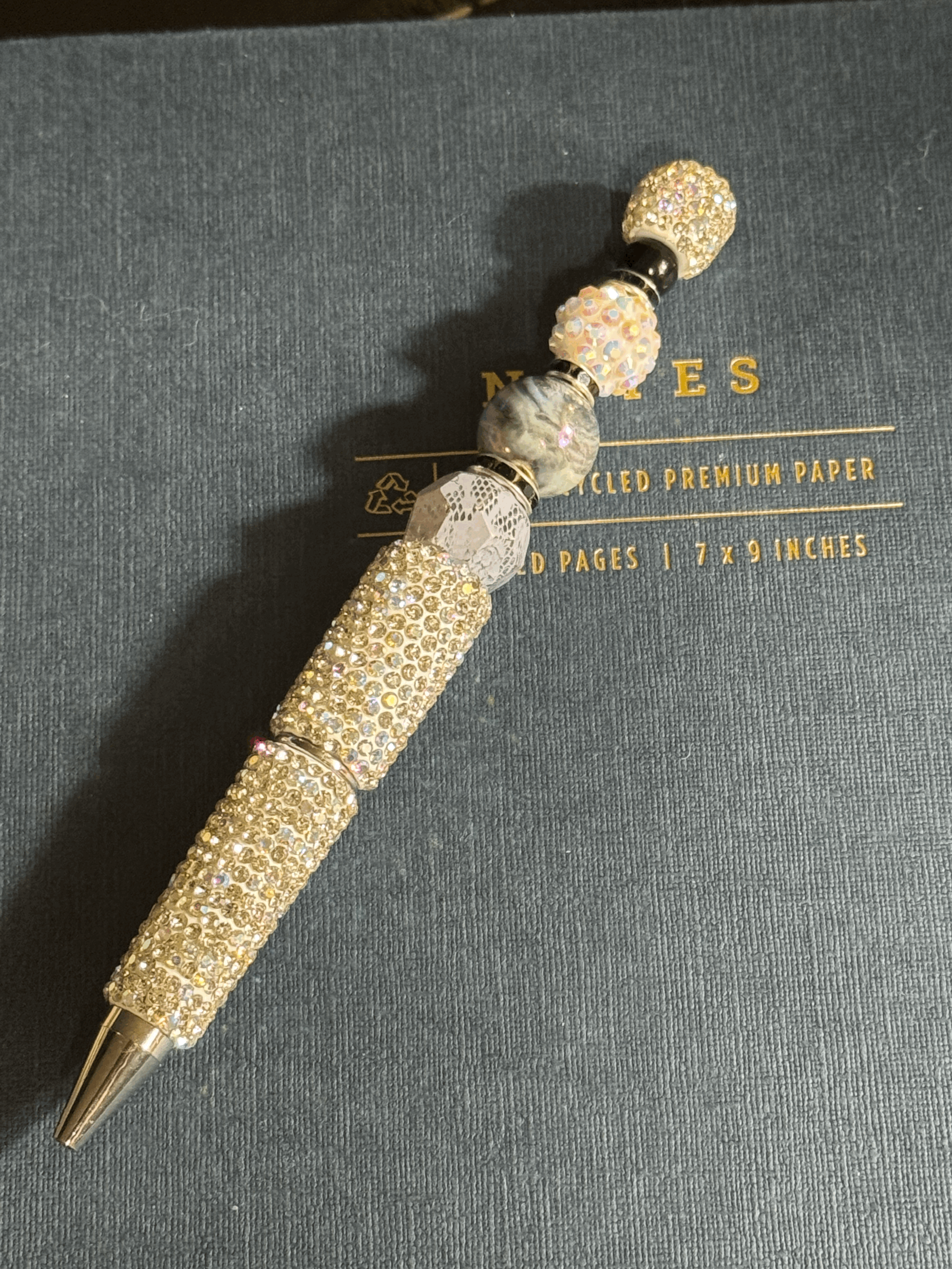 Champagne sparkly beaded ink pen