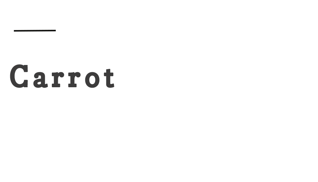 Close-up of a black and white illustration of a carrot with the word 'Carrot' in bold, gray text.