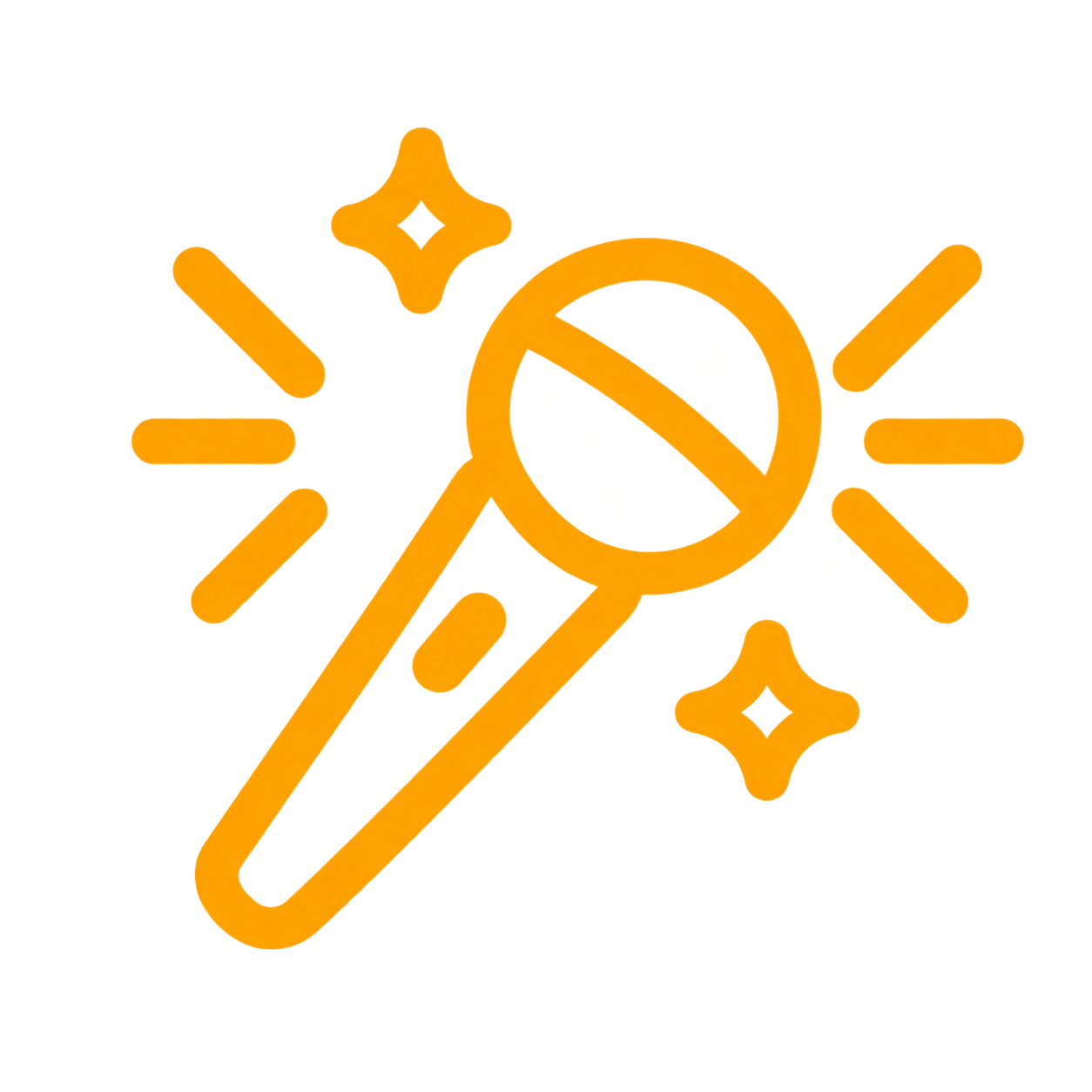Orange microphone with decorative sparkles