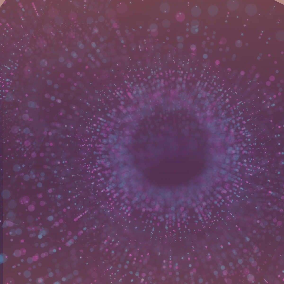 Abstract background with purple and pink dots creating a circular pattern, resembling digital or galaxy-like visualization.