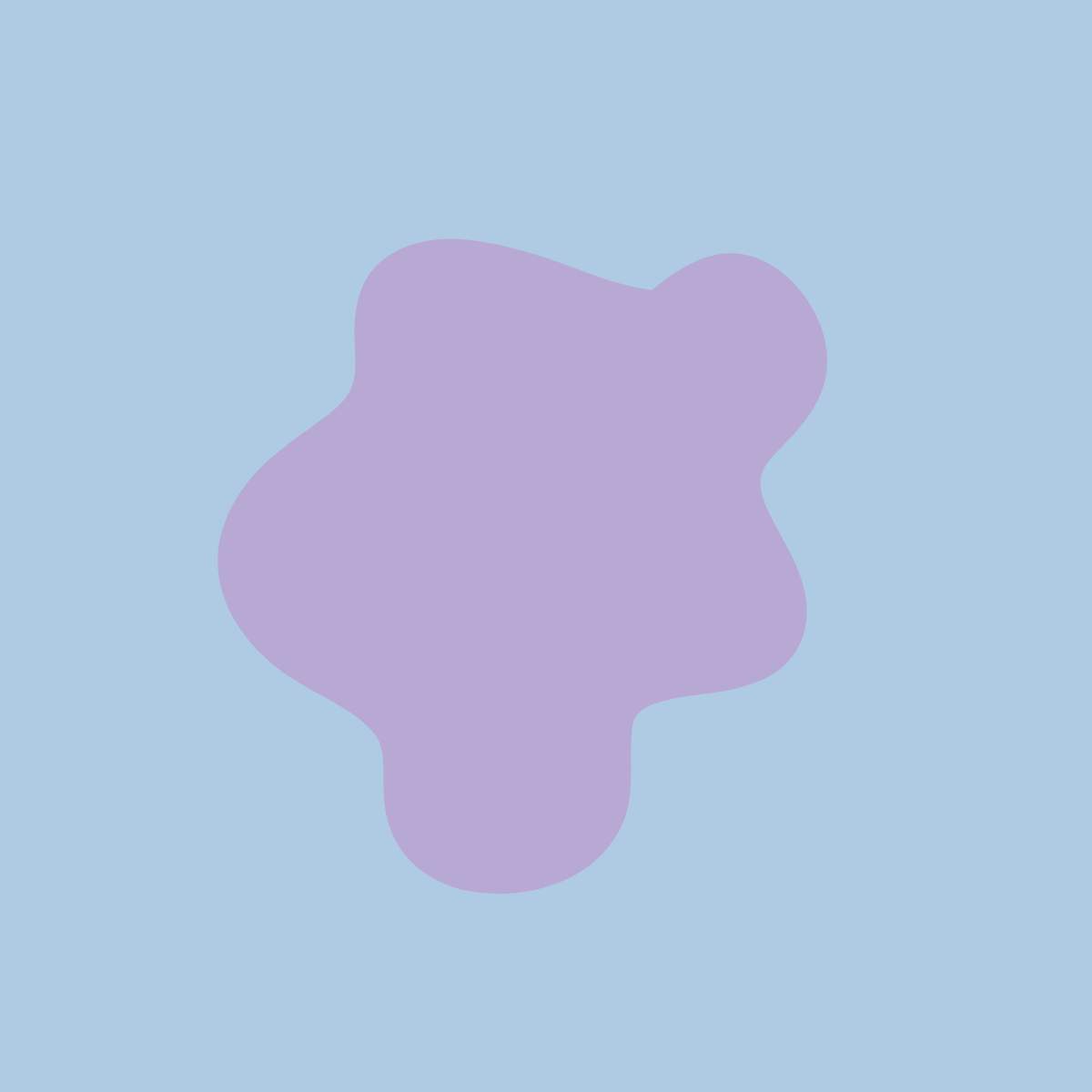 Abstract illustration with a pinkish-purple irregular shape on a light blue background.