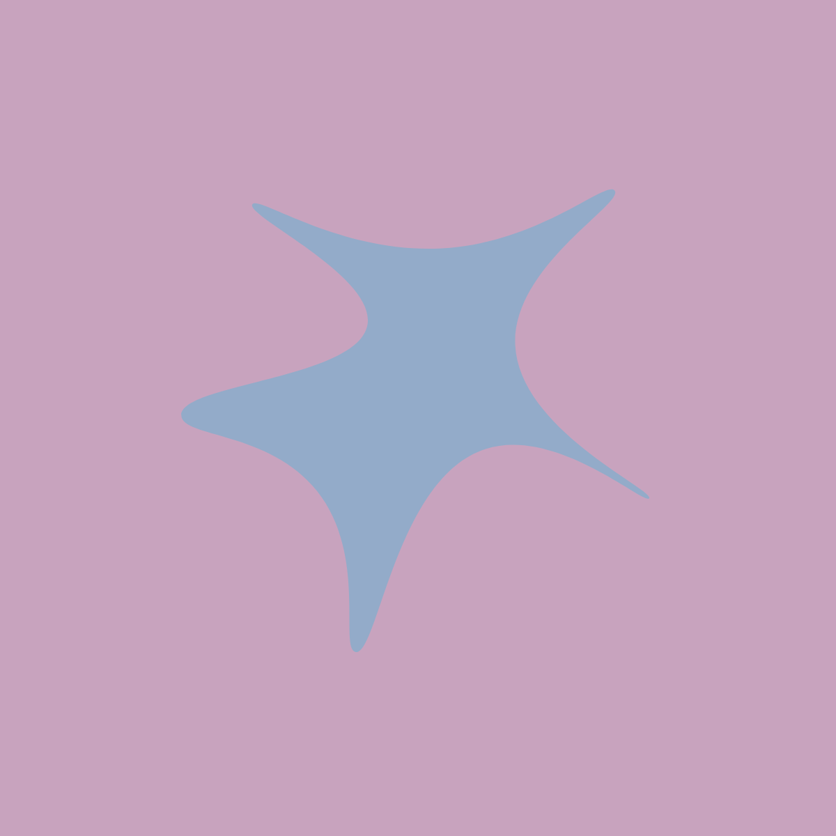 A blue star-shaped figure on a pink background.
