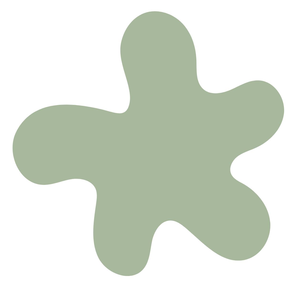 A green, blob-shaped abstract figure with irregular rounded edges.
