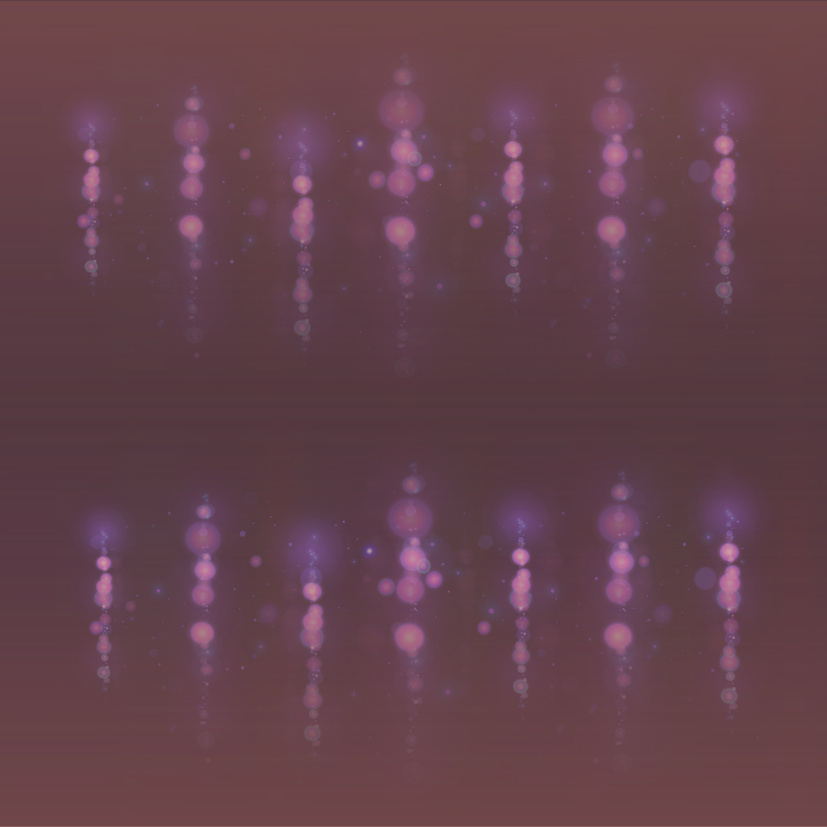 Abstract background with pink and purple glowing bokeh light patterns reflected in water, arranged vertically.