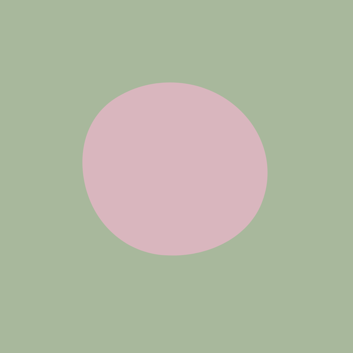 A digital abstract design featuring a large pink circle centered on a muted green background.