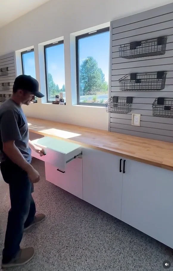 custom white soft close drawer garage storage