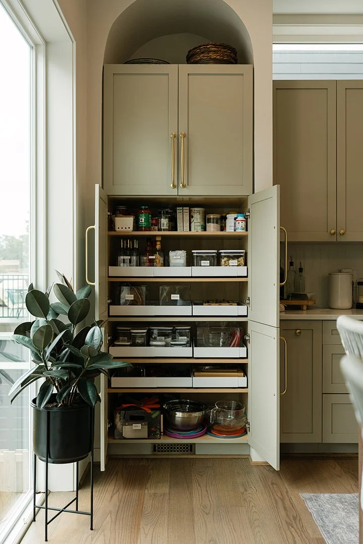 custom pantry shelving with slide out drawers