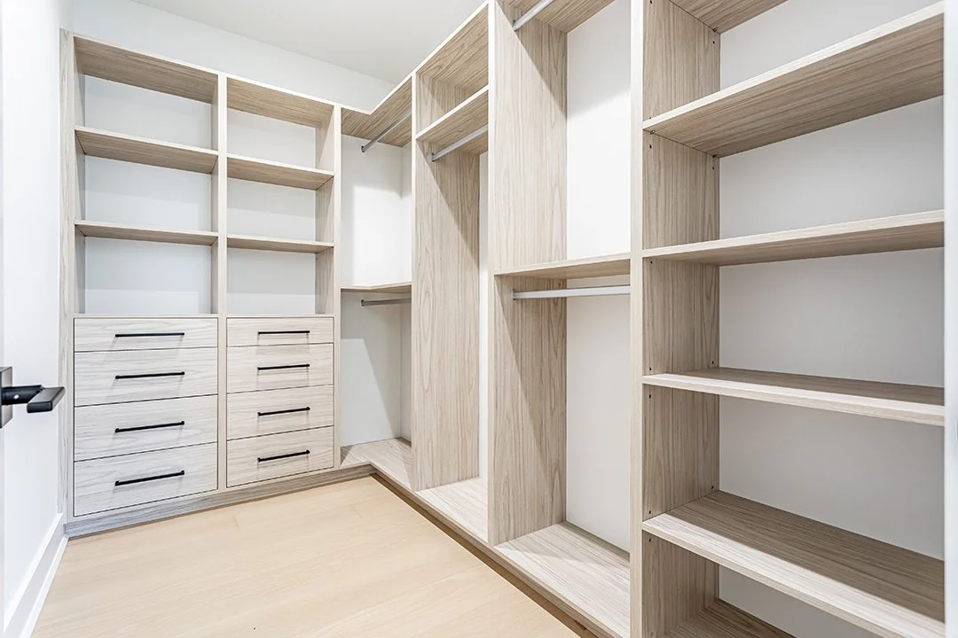 Custom walk-in closet with adjustable shelving