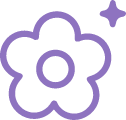 A simple purple flower icon with a small star near the top right.