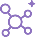 A simple diagram of a molecule with interconnected circles and lines, representing chemical bonds.