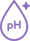 A purple water droplet icon with pH written inside it.