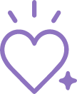 Outline of a heart with a sparkle symbol beside it