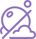 Stylized purple rocket icon with a dotted circle