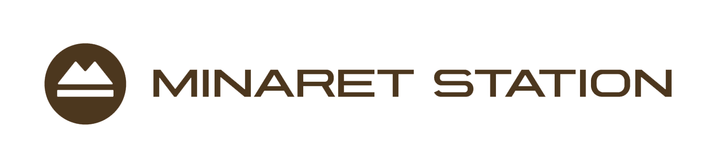 Logo for Minaret Station, featuring a circular icon with mountain and water symbols and the text 'MINARET STATION'.