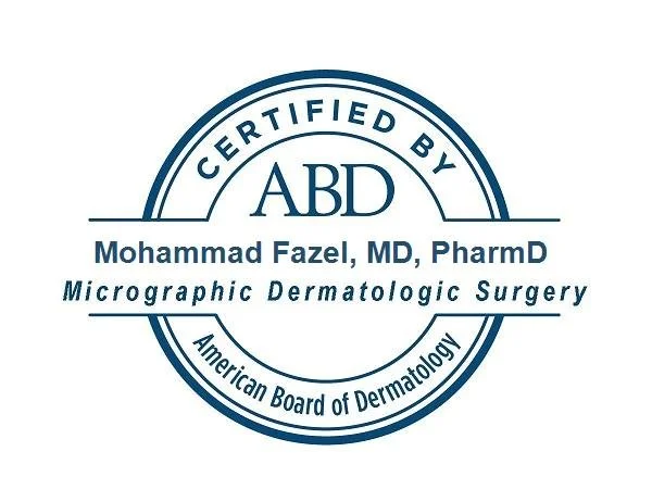Certification seal from the American Board of Dermatology for Mohammad Fazel, MD, PharmD, in Micrographic Dermatologic Surgery.