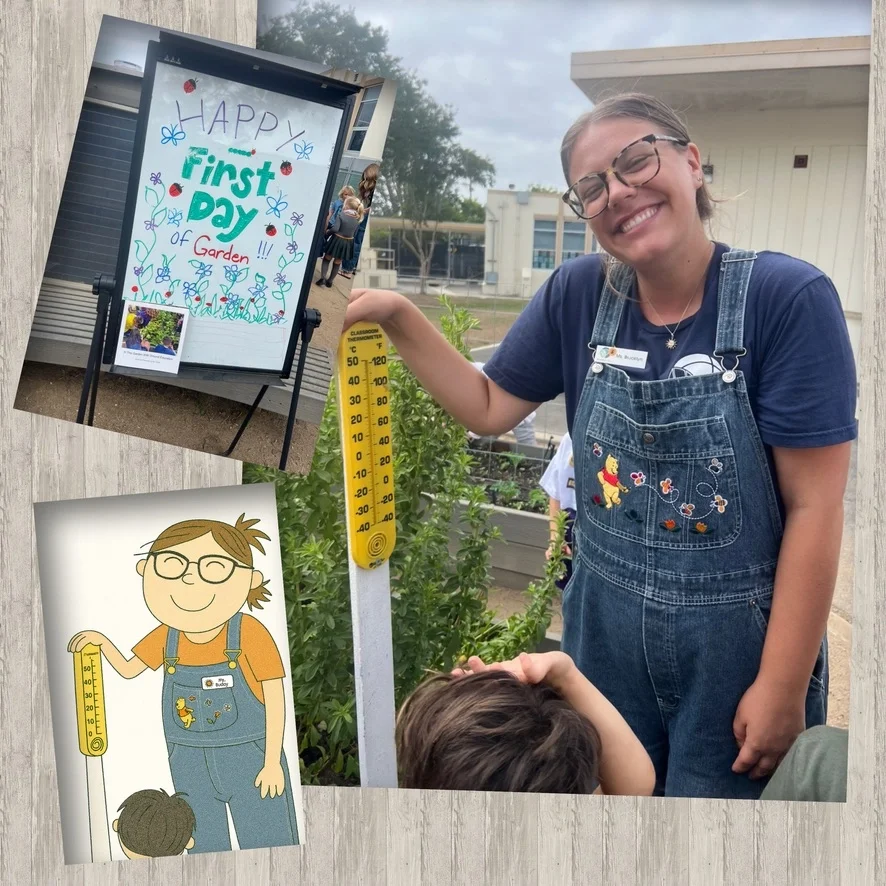 A Garden Educator smiles while teaching kids on their first day in the garden.