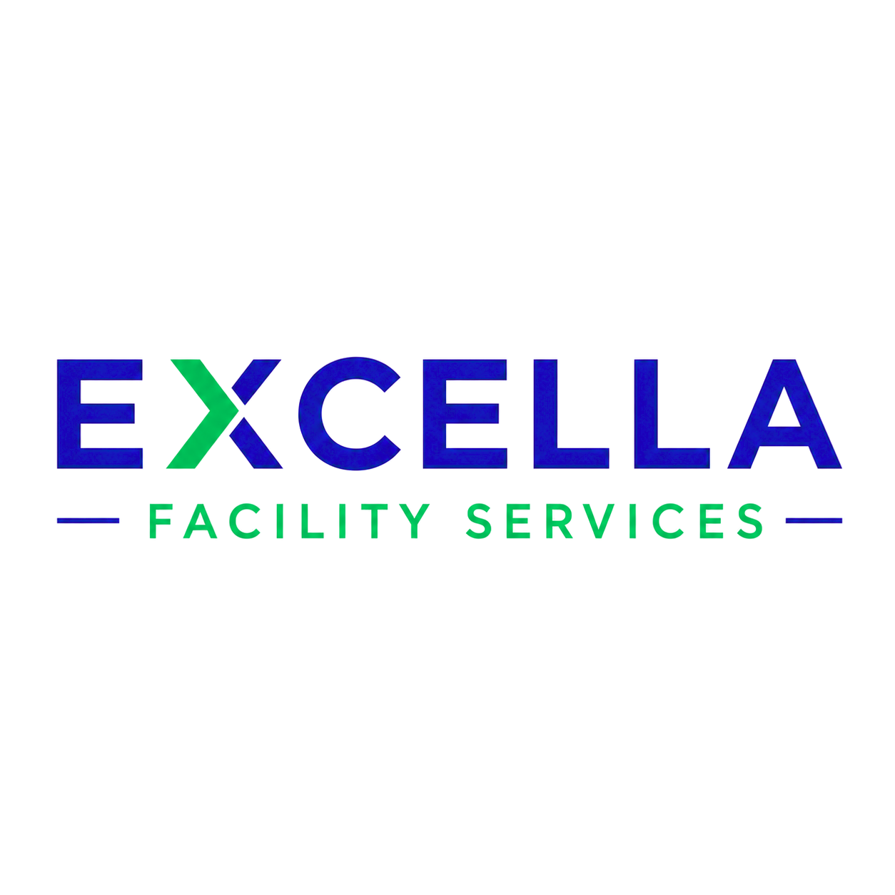 Logo of ExCeLLA Factory Services with the text in stylized, neon-like font in blue and green colors.