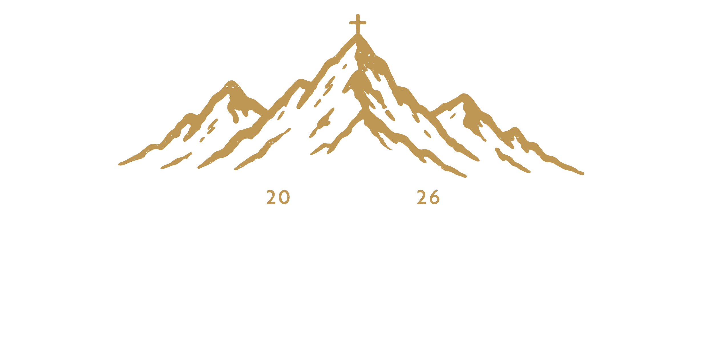 Logo for the Ride of Passage Summit, featuring a mountain with a cross at the summit, and the text 'The 2026 Ride of Passage Summit'.