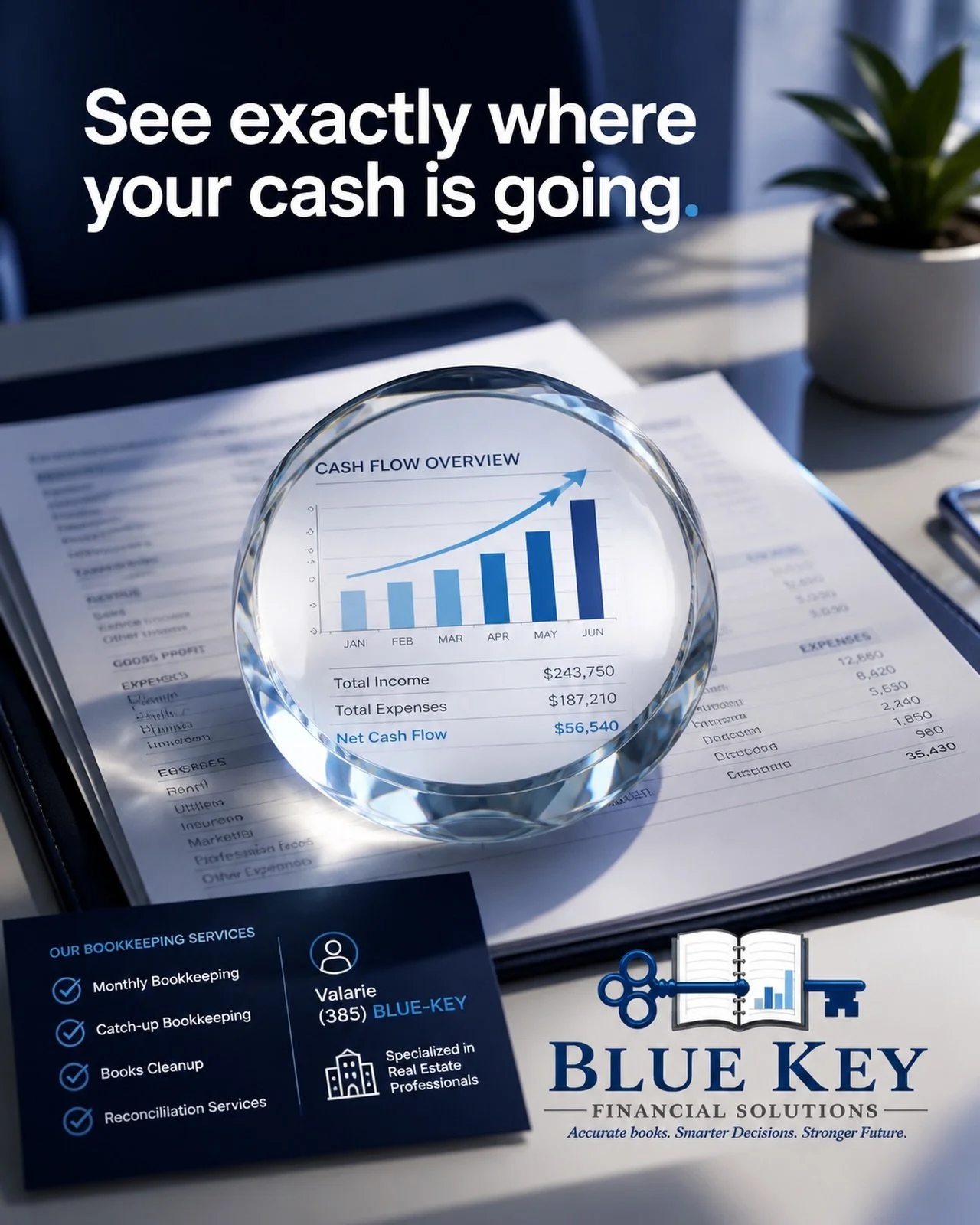 🔎 Your money shouldn&rsquo;t be a mystery.

You work hard to bring it in. Shouldn&rsquo;t you know exactly where it&rsquo;s going?

At Blue Key Financial Solutions, we turn messy numbers into meaningful insights so you can stop guessing and start ma