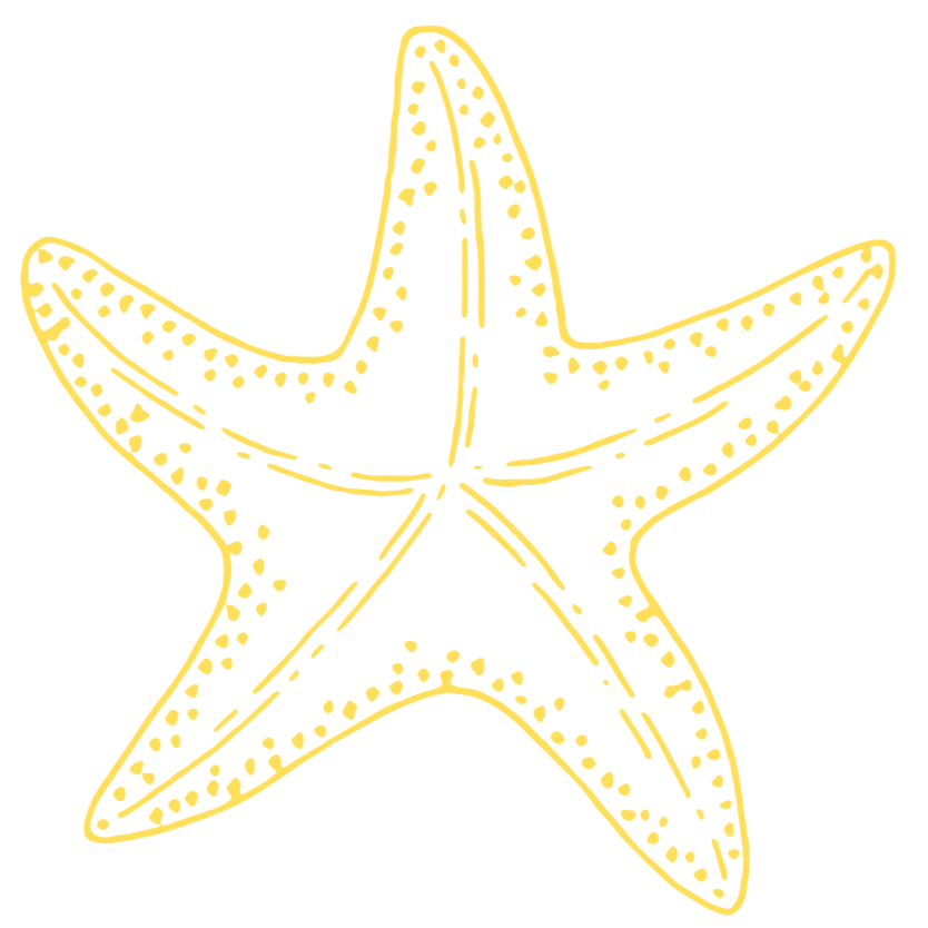 Golden starfish with dotted pattern on black background
