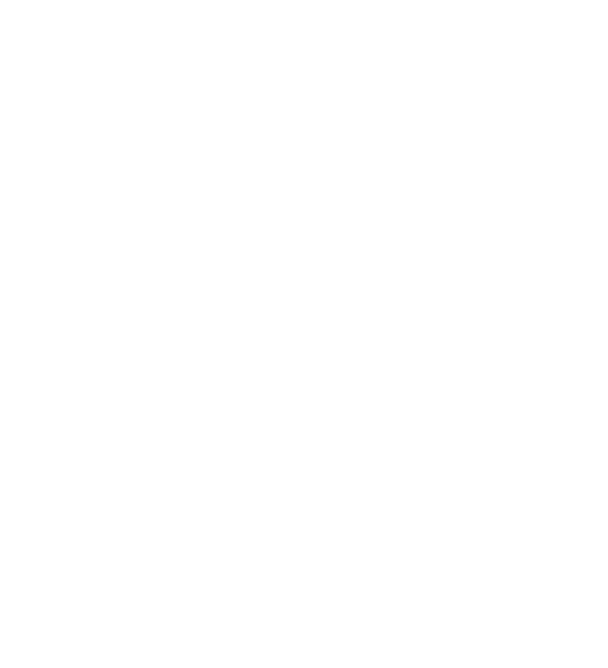 A black background with stylized white abstract plant or flower design.