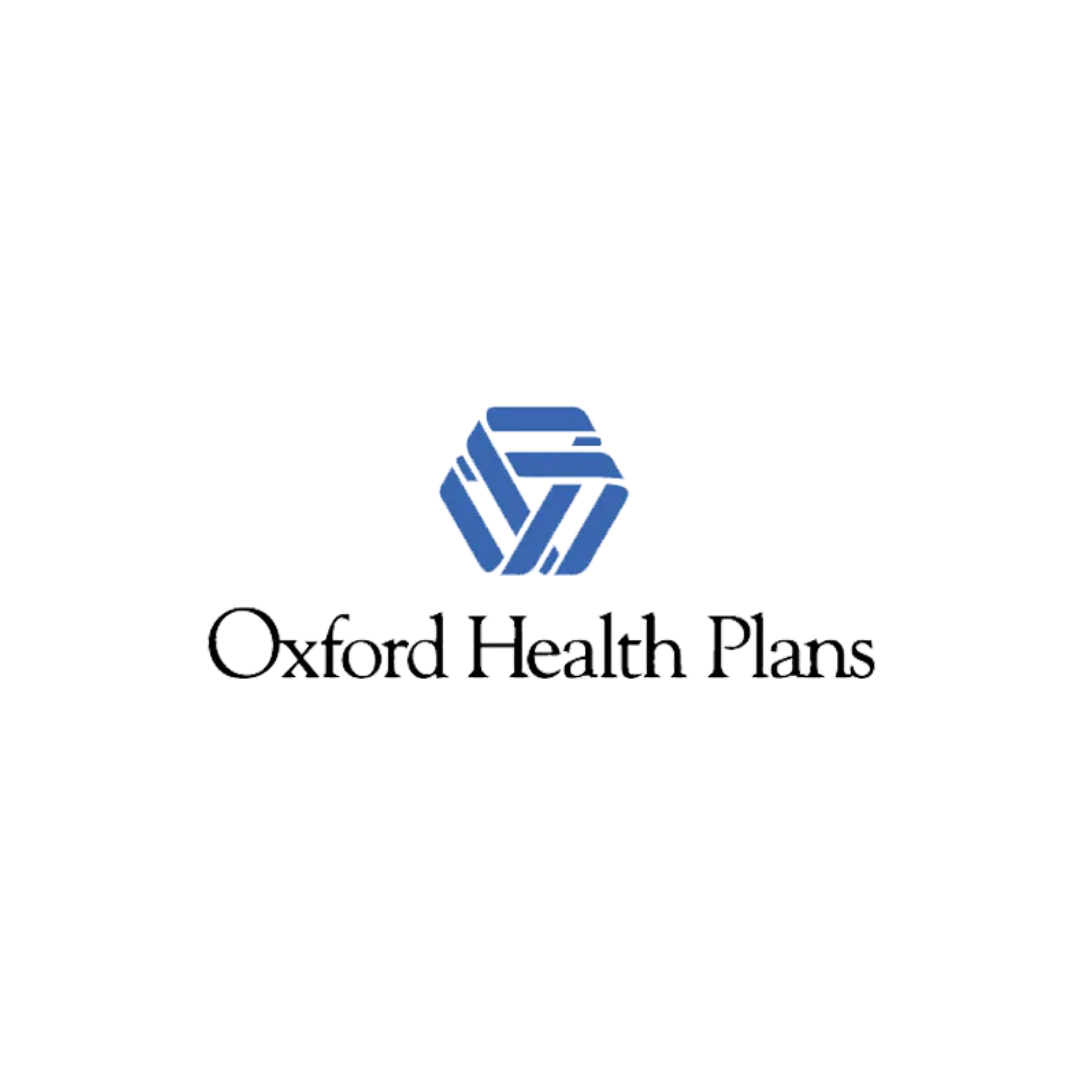 Oxford Health Plans logo with a blue geometric symbol above it.
