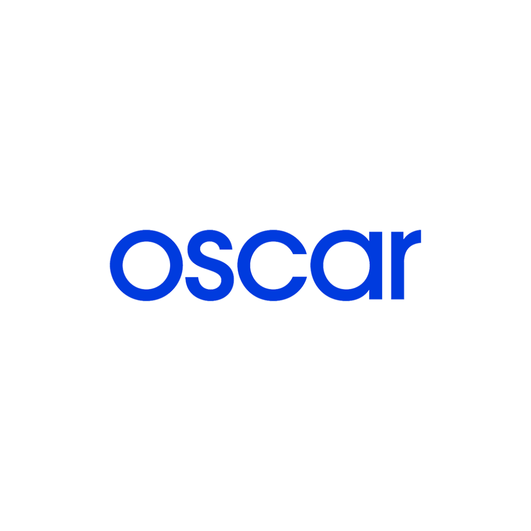 Singing Oscar statue with the word 'Oscar' in blue below, against a black background.